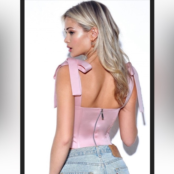 Pink Sweetheart Neck Shoulder Tie Corset Top - NWT - Picture 3 of 7
